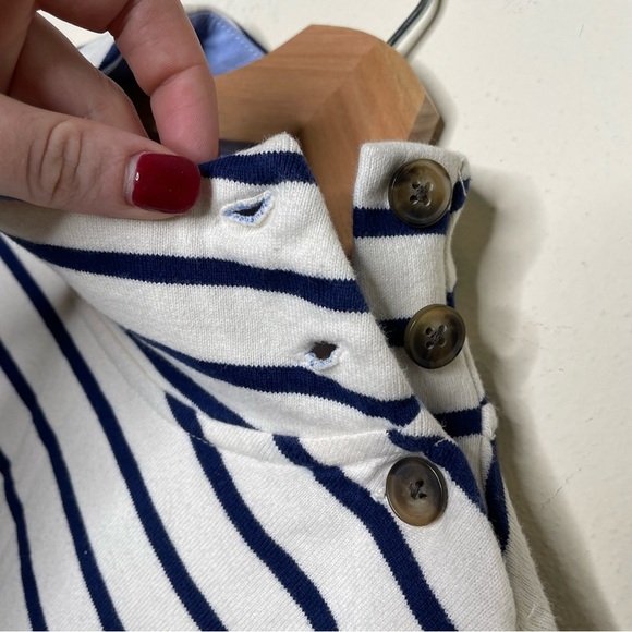 Vineyard Vines Navy & White Breton Striped Mock Neck Pullover Top small - Picture 3 of 8